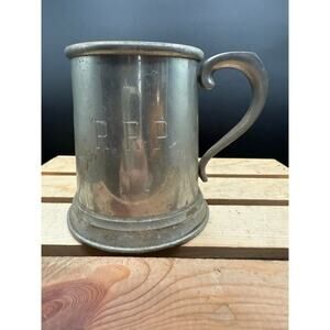 Vintage Stieff Pewter Mug Tankard – Engraved - Small Dent